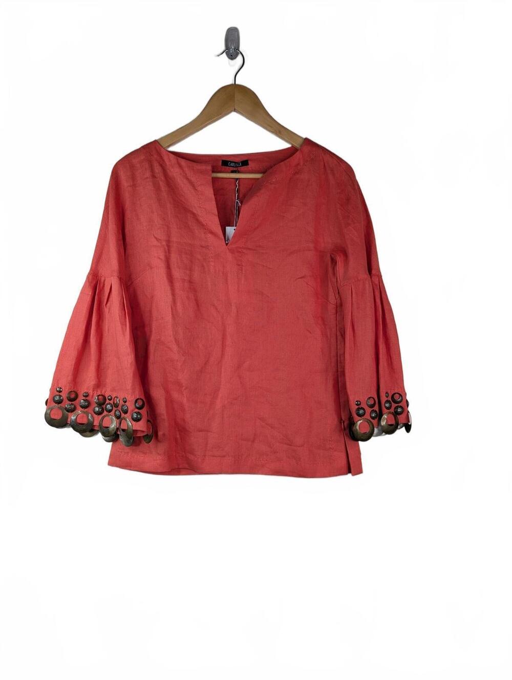 NWT Carlisle Renaissance 100% Linen Orange Blouse Size US‎ 2